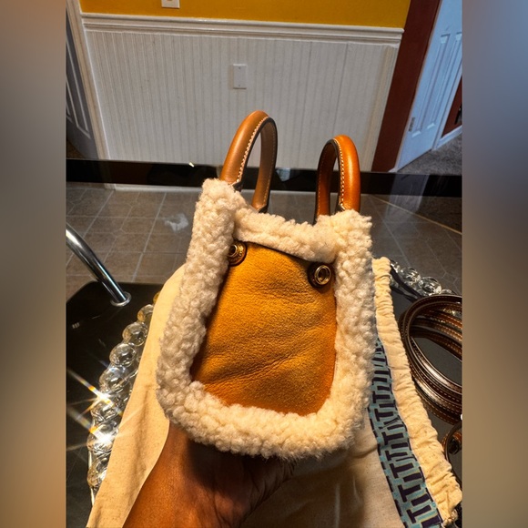 Tory Burch Ella Mini Leather & Shearling Tote. - Picture 14 of 14